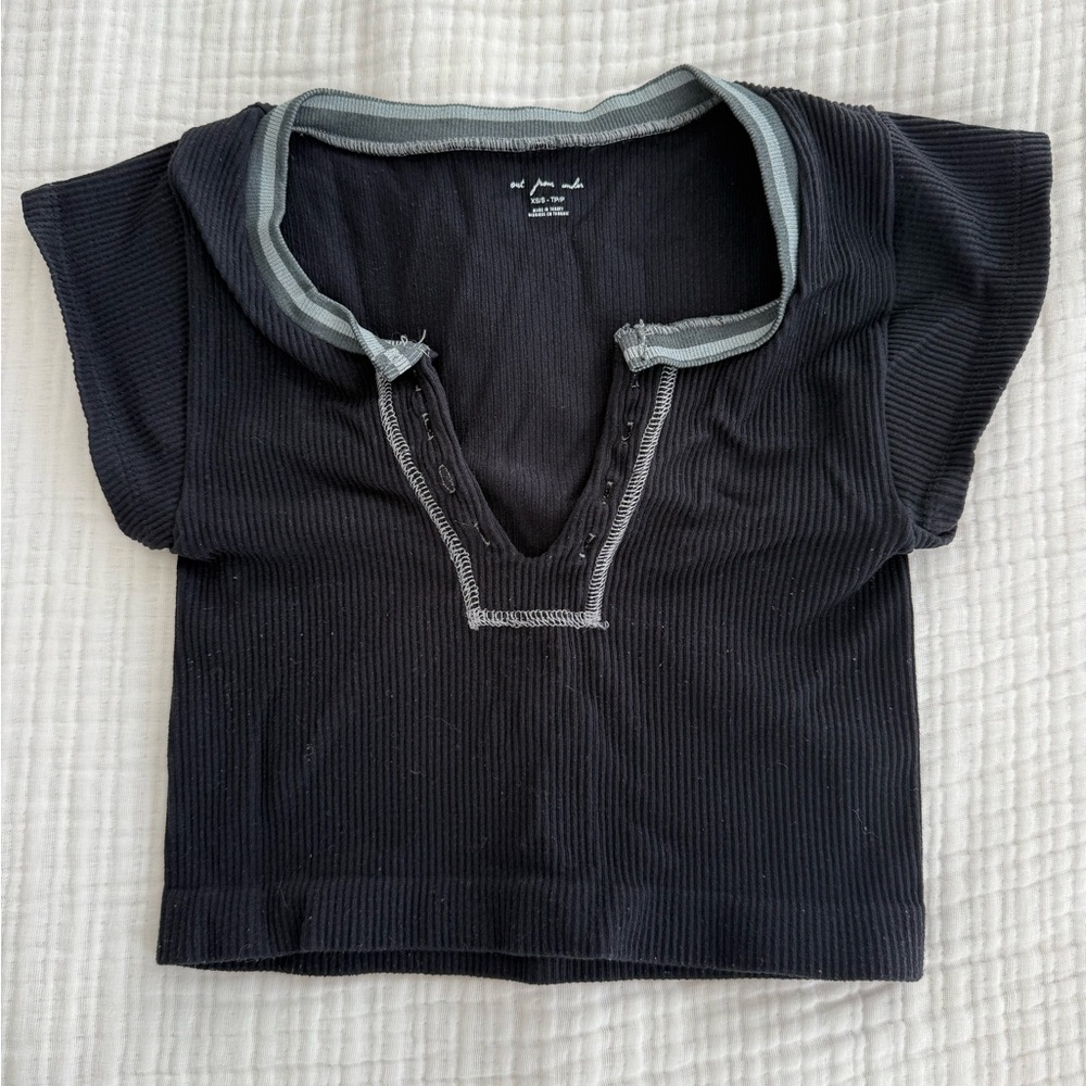 Urban Outfitters Black Go For Gold Seamless Cropped Top